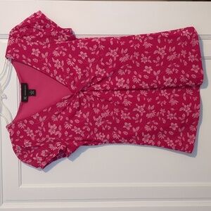 Pink Floral Y2K Mesh Twist Front Puff Sleeve Barbie Top Small